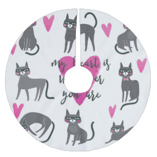 Cute cat: love lettering illustration. brushed polyester tree skirt