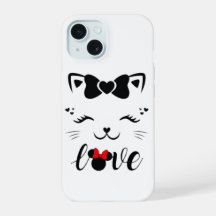 Cute Cat Love Minnie Mouse Ribbon iPhone Case