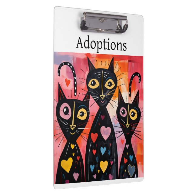 Cute Cat Love Red Hearts Clipboard  (Right)