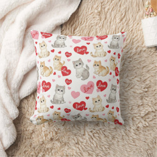 Cute Cat Love Throw Pillow Valentine’s Day Gift