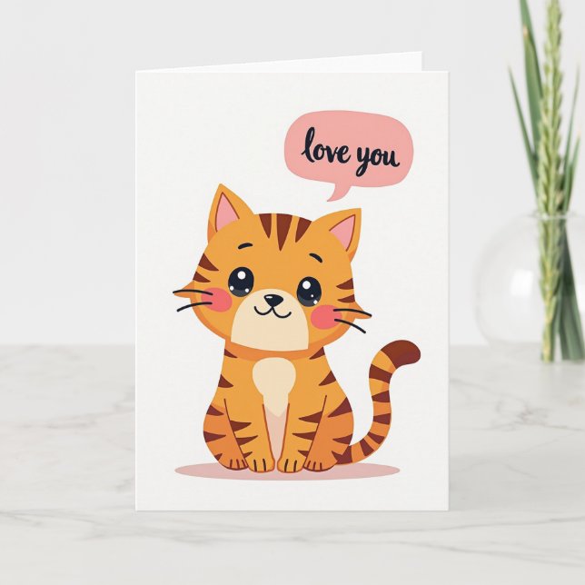 Cute Cat Love You Card (Front)