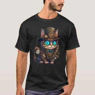 Cute Cat Lovely Steampunk Kitten Lovers Fantasy Ar T-Shirt