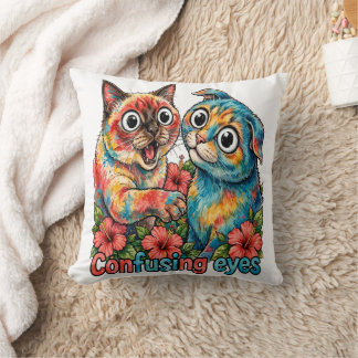 Cute Cat Lover Cat Funny Siamese & Chartreux Charm Throw Pillow