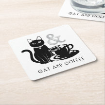Cute Cat Lover Coffee Lover Black and White