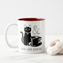 Cute Cat Lover Coffee Lover Black and White