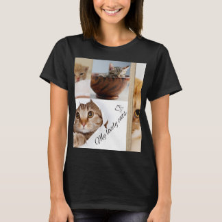 Cute Cat Lover Collage T-Shirt with Meow Design |