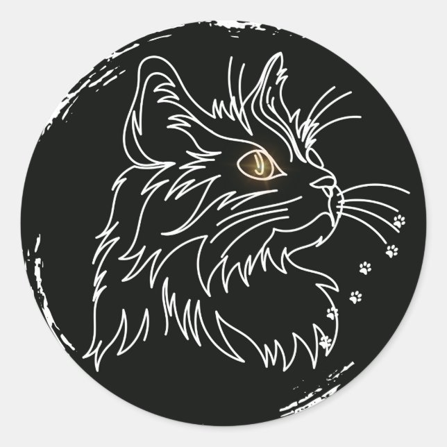 Cute Cat Lover Design Classic Round Sticker (Front)