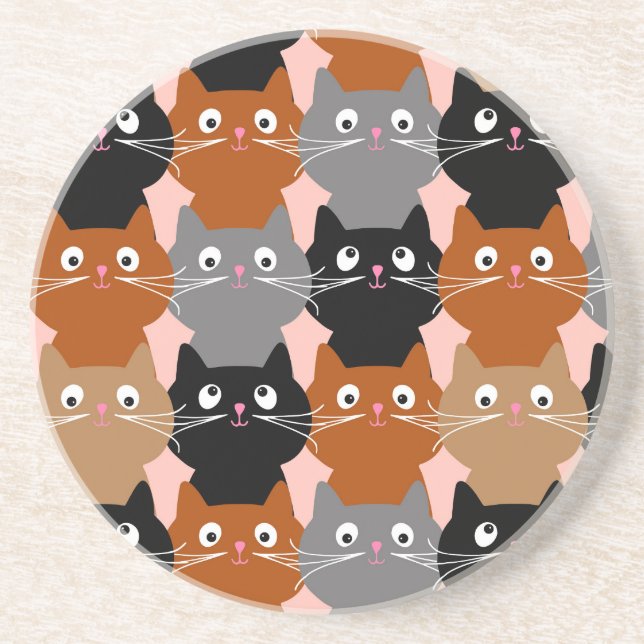 Cute Cat Lover Feline Kittens Coaster (Front)