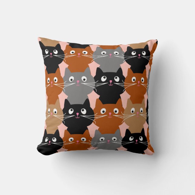 Cute Cat Lover Feline Kittens Throw Pillow (Front)