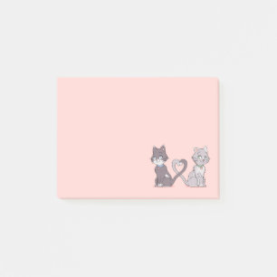 Cute Cat Lover Gray Kitty Pink Kitten Love Kitty Post-it Notes