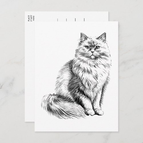 Cute Cat Lover Illustration  Hello Miss You Love Postcard