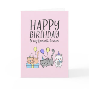 Cute Cat Lover Kittens Party Hat Funny Birthday Card