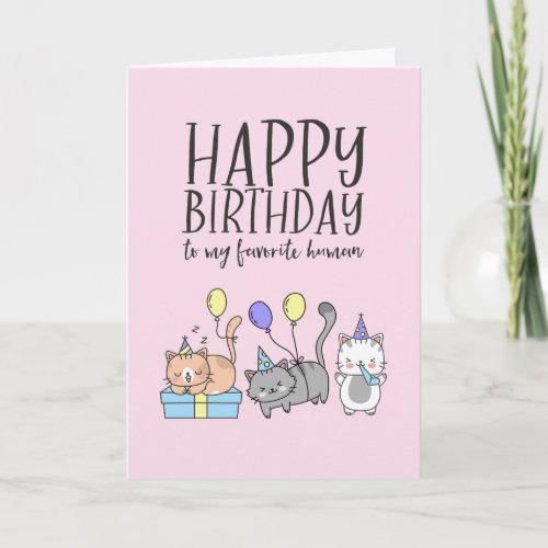 Cute Cat Lover Kittens Party Hat Funny Birthday Card