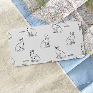 Cute Cat Lover Kitty Drawing Sketch Meow Animal License Plate