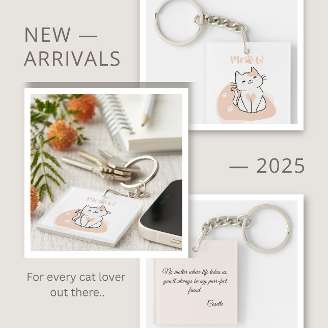 Cute Cat Lover Personalized Keychain with Message (Creator Uploaded)