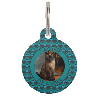 Cute Cat Lover Present Chevron Symmetry Pet ID Tag