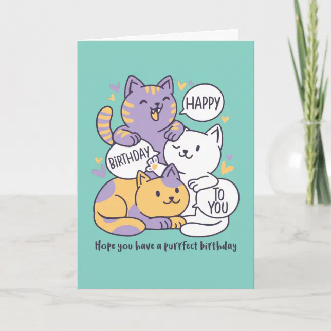 : bhiosng happy birthday card for cat lover, funny... Cute Cat Lover Purrfect Happy Birthday Card | Zazzle