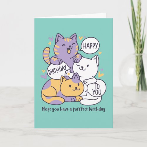 Cute Cat Lover Purrfect Happy Birthday Card