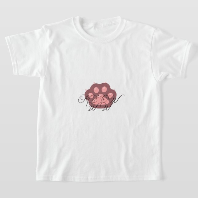 Cute Cat Lover Shirt | Meow Calligraphy Graphic Te (Laydown)