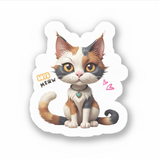 Cute Cat Lover Sticker (Front)
