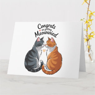 Cute Cat Lover Wedding Congratulations Engagement  Card
