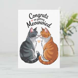 Cute Cat Lover Wedding Congratulations Engagement  Invitation