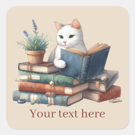 cute cat lovers add text square sticker
