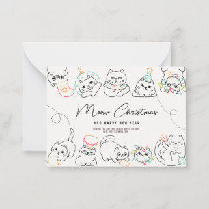Cute Cat Lovers Holidays Personalized Christmas Note Card