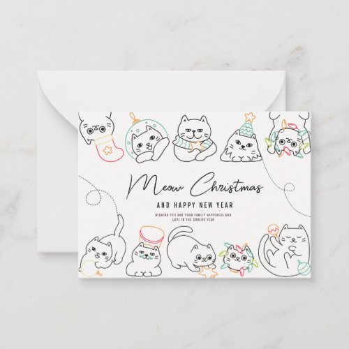 Cute Cat Lovers Holidays Personalized Christmas  Note Card