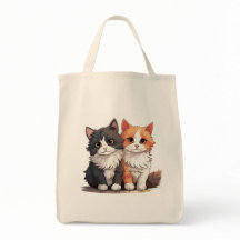 Cute Cat Lover's Natural Tote Bag – Eco-Friendly