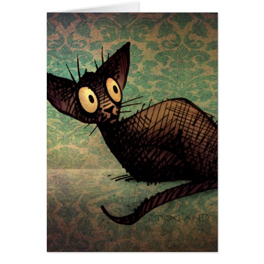 Cute Cat Lovers Oriental Black Cat Art Cards (Front)