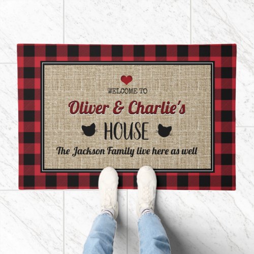 Cute Cat Lovers Personalized Welcome Doormat
