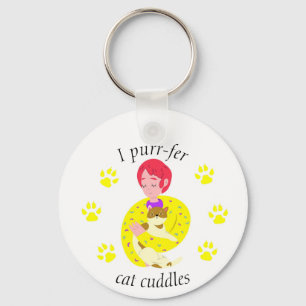 Cute Cat Lovers Purr-fer Cat Cuddles Keychain