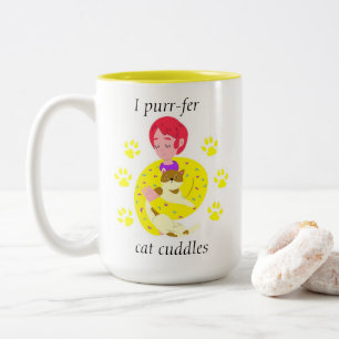 Cute Cat Lovers Purr-fer Cat Cuddles Two-Tone Coffee Mug