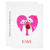 Cute Cat Lovers Purrr..fect Valentine Wedding RSVP Card