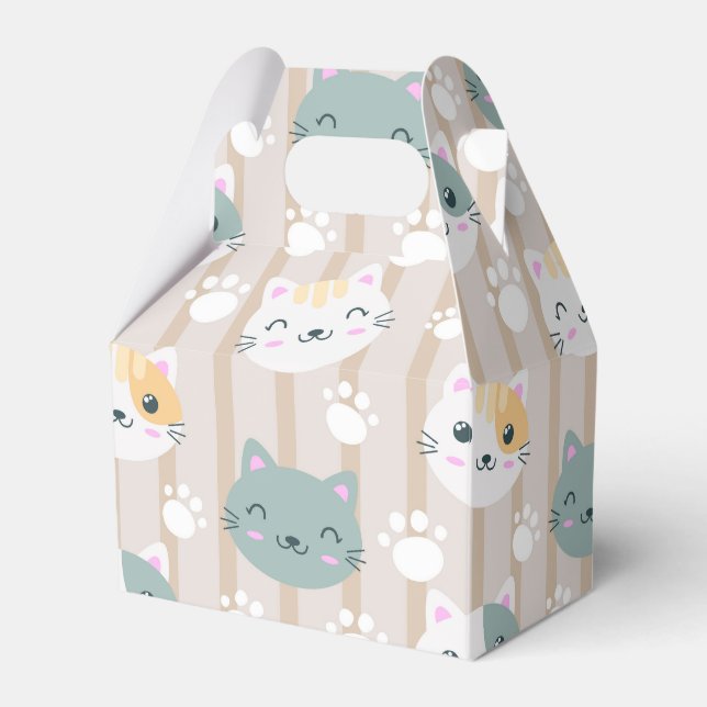 cute cat lovers tiled party  favor boxes (Front Side)