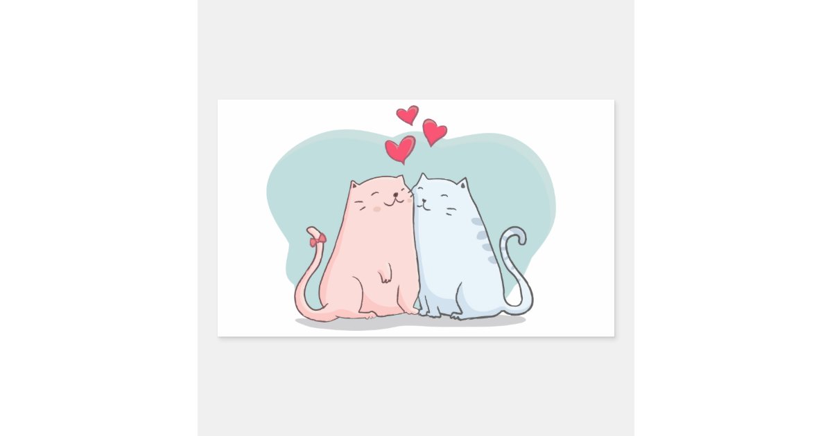 Cute Cat Lovers Wedding Bridal Shower Kitten Mom Rectangular Sticker