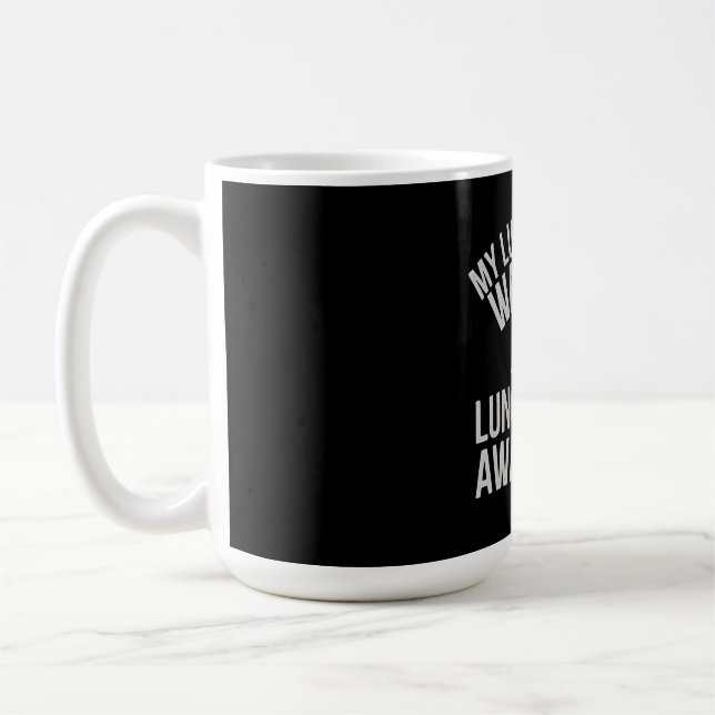 Cute Cat Lung Cancer Warrior Show Your Strength Coffee Mug (Left)