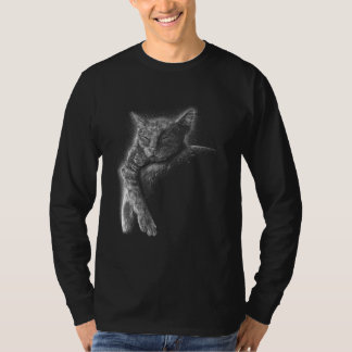 Cute cat lying on moon graphic for men women child T-Shirt