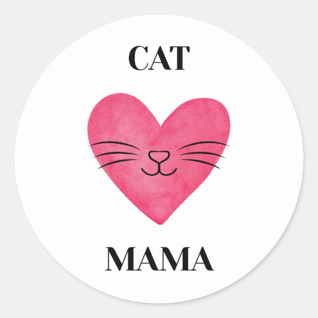 Cute Cat Mama Classic Round Sticker (Front)