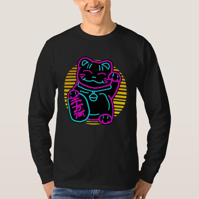 Cute Cat Maneki Neko Japanese Welcome Kitten T-Shirt (Front)
