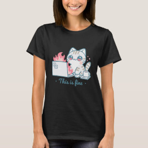 Cute Cat Meme Office Chaos Burnout Humor Stress Re T-Shirt