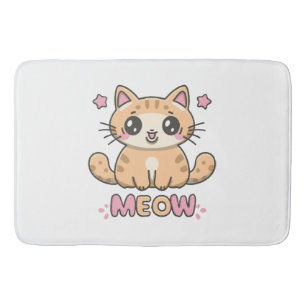 cute cat meow bath mat