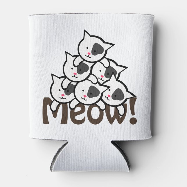 Cute Cat(Meow)black Can Cooler (Front)