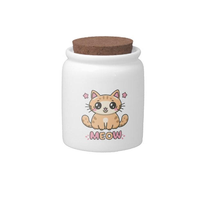 cute cat meow candy jar (Front)