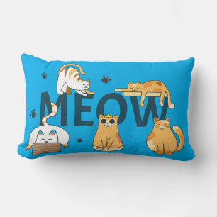 Cute Cat “MEOW” Decorative Lumbar Pillow