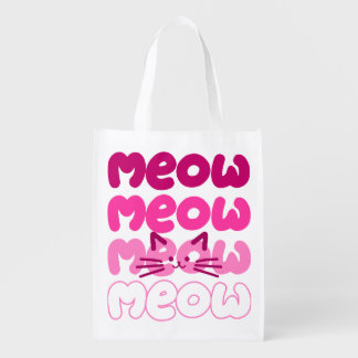 Cute cat meow grocery bag