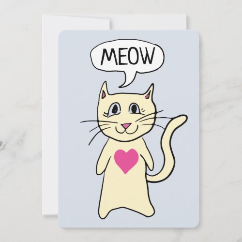 Cute Cat Meow I Love You Flat Card