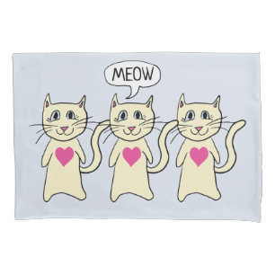 Cute Cat Meow I Love You Pillow Case