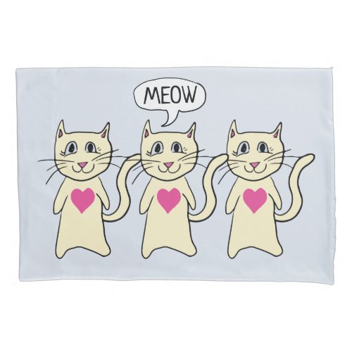 Cute Cat Meow I Love You Pillow Case